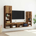 TV-Schränk mit LED-Lichtleisten 4 pcs Altholz Holzwerkstoff
