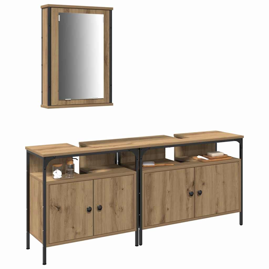 Badezimmer Waschbeckenmöbel mit Regal 3 pcs Braun Holzwerkstoff