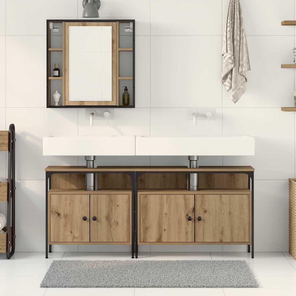 Badezimmer Waschbeckenmöbel mit Regal 3 pcs Braun Holzwerkstoff