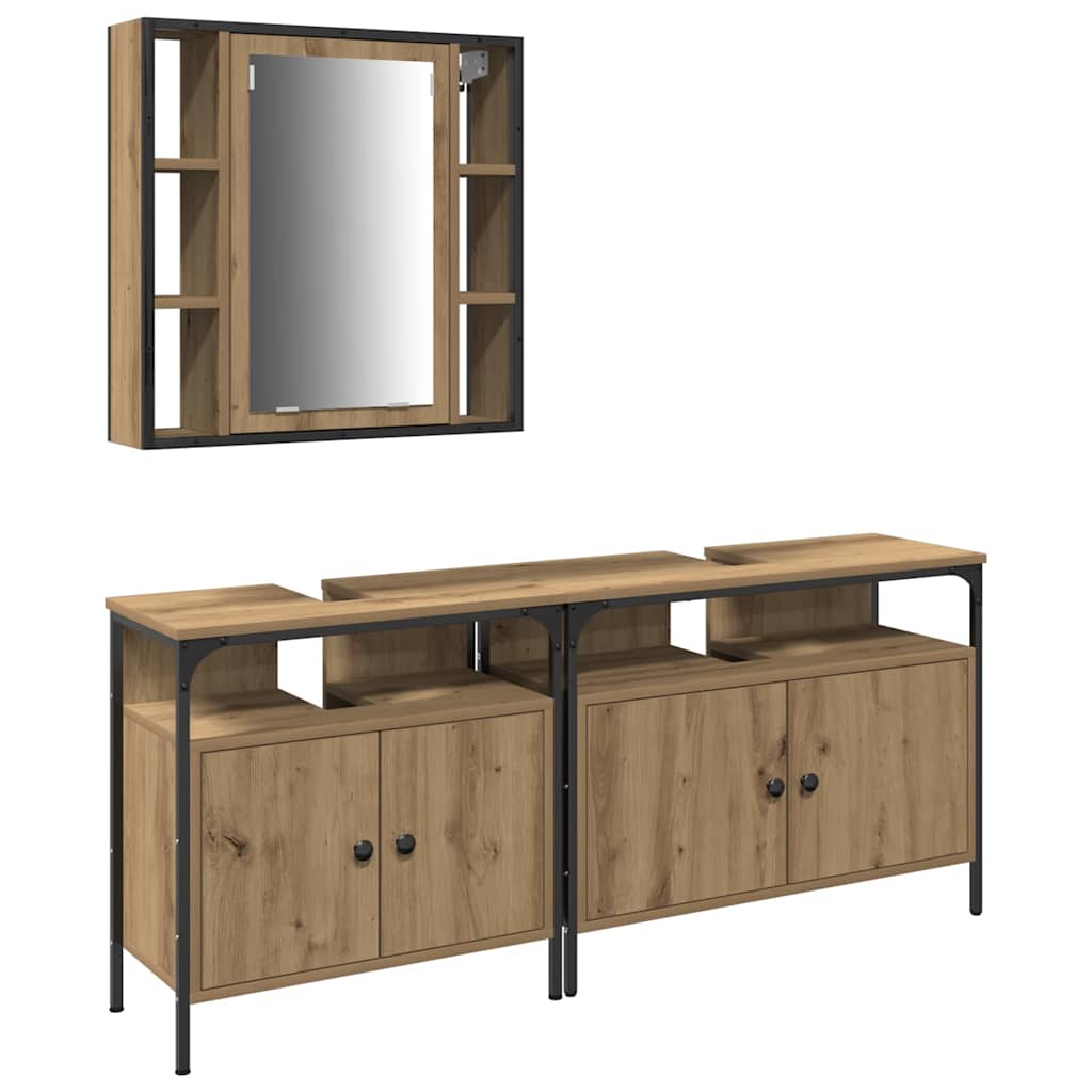 Badezimmer Waschbeckenmöbel mit Regal 3 pcs Braun Holzwerkstoff