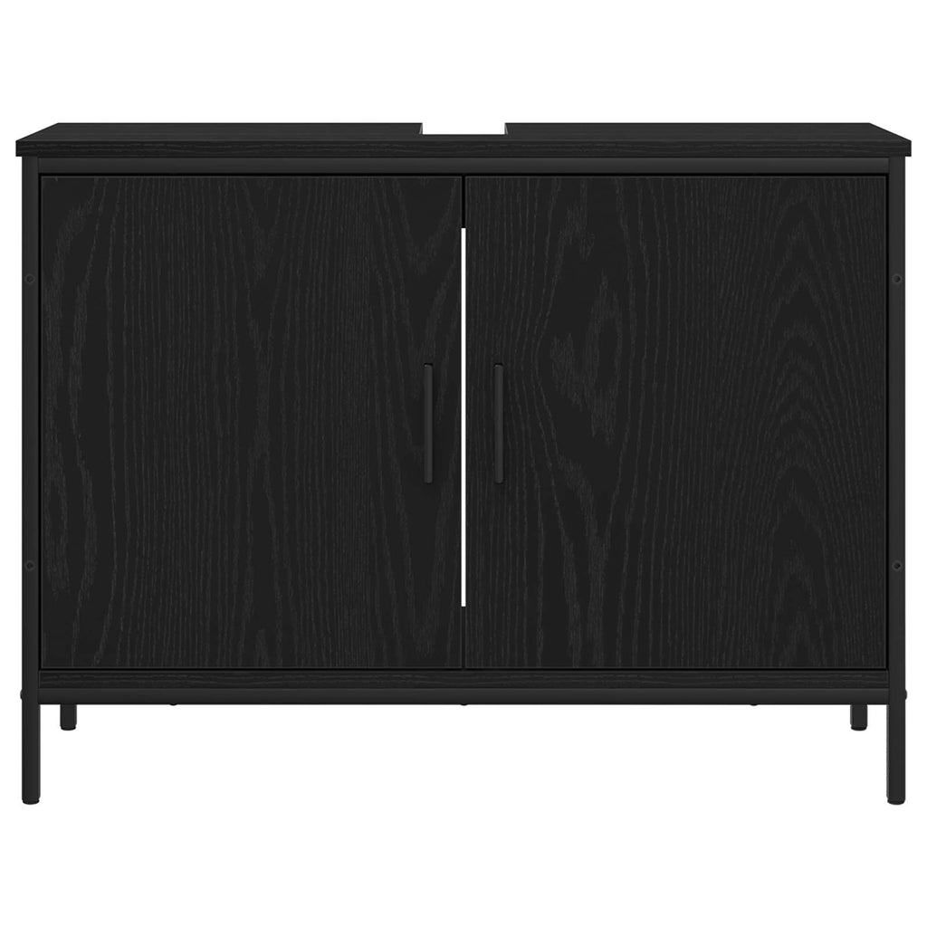 Badezimmermöbel-Set mit Regal 4 pcs Schwarz Holzwerkstoff