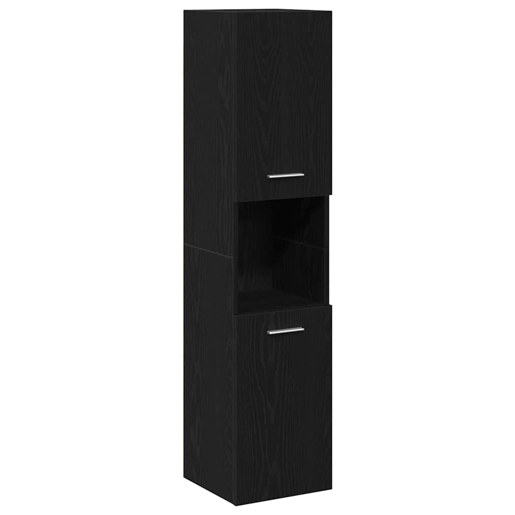 Badezimmermöbel-Set 5 pcs Schwarz Eichen-Optik Holzwerkstoff