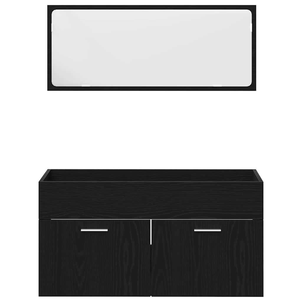 Badezimmermöbel-Set 5 pcs Schwarz Eichen-Optik Holzwerkstoff