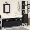 Badezimmermöbel-Set 4 pcs Schwarz Eichen-Optik Holzwerkstoff