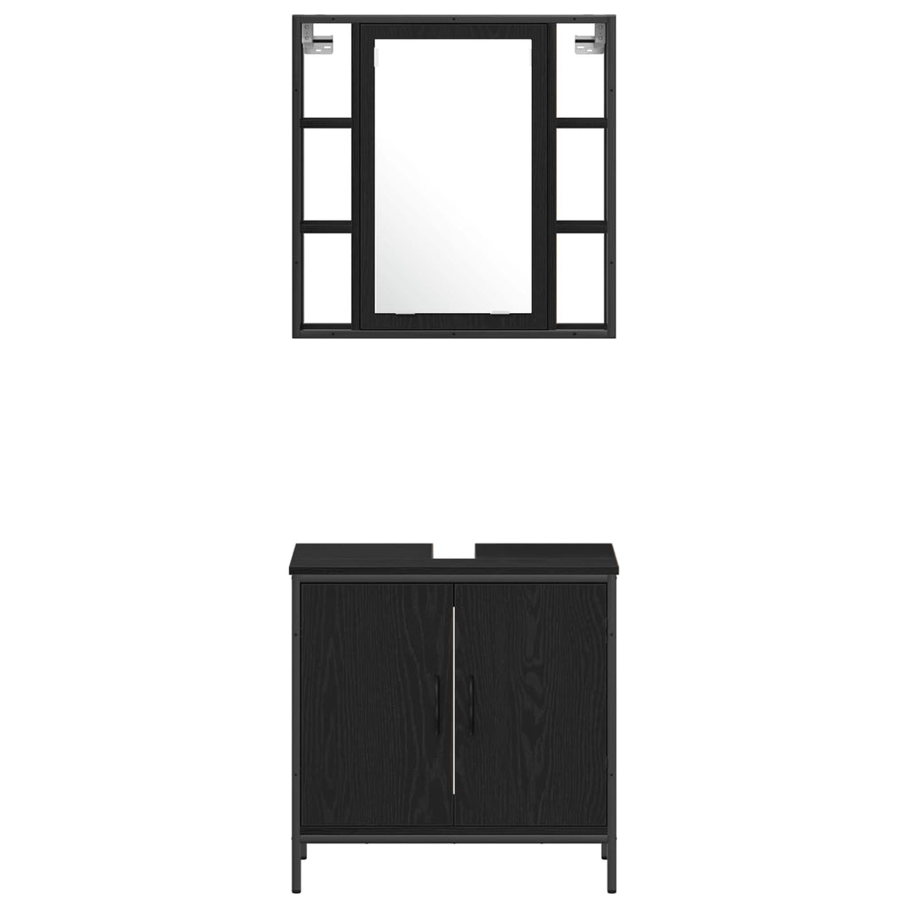 Badezimmermöbel-Set mit Regal 4 pcs Schwarz Holzwerkstoff