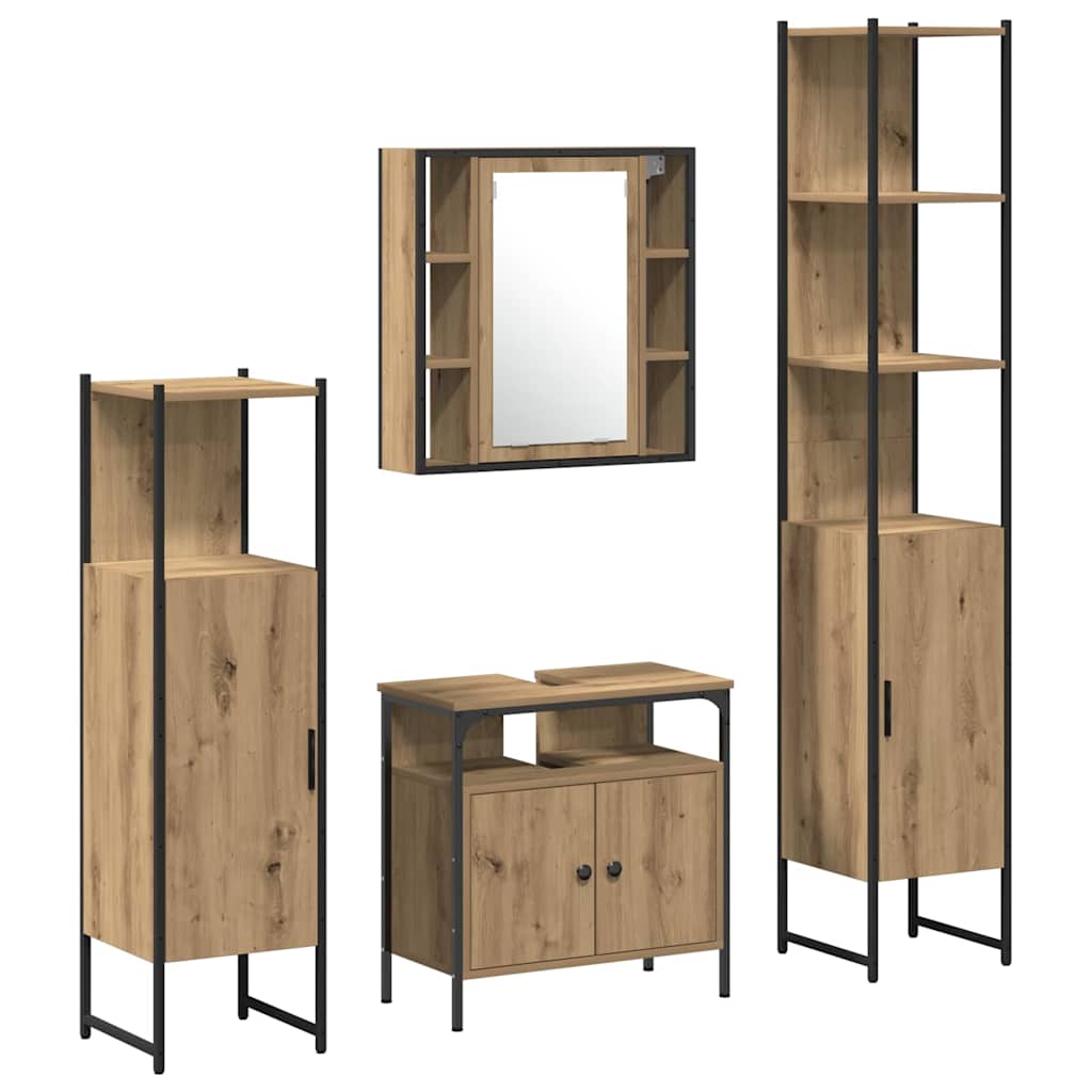 Badezimmermöbel-Set mit Regal 4 pcs Artisan-Eiche Holzwerkstoff
