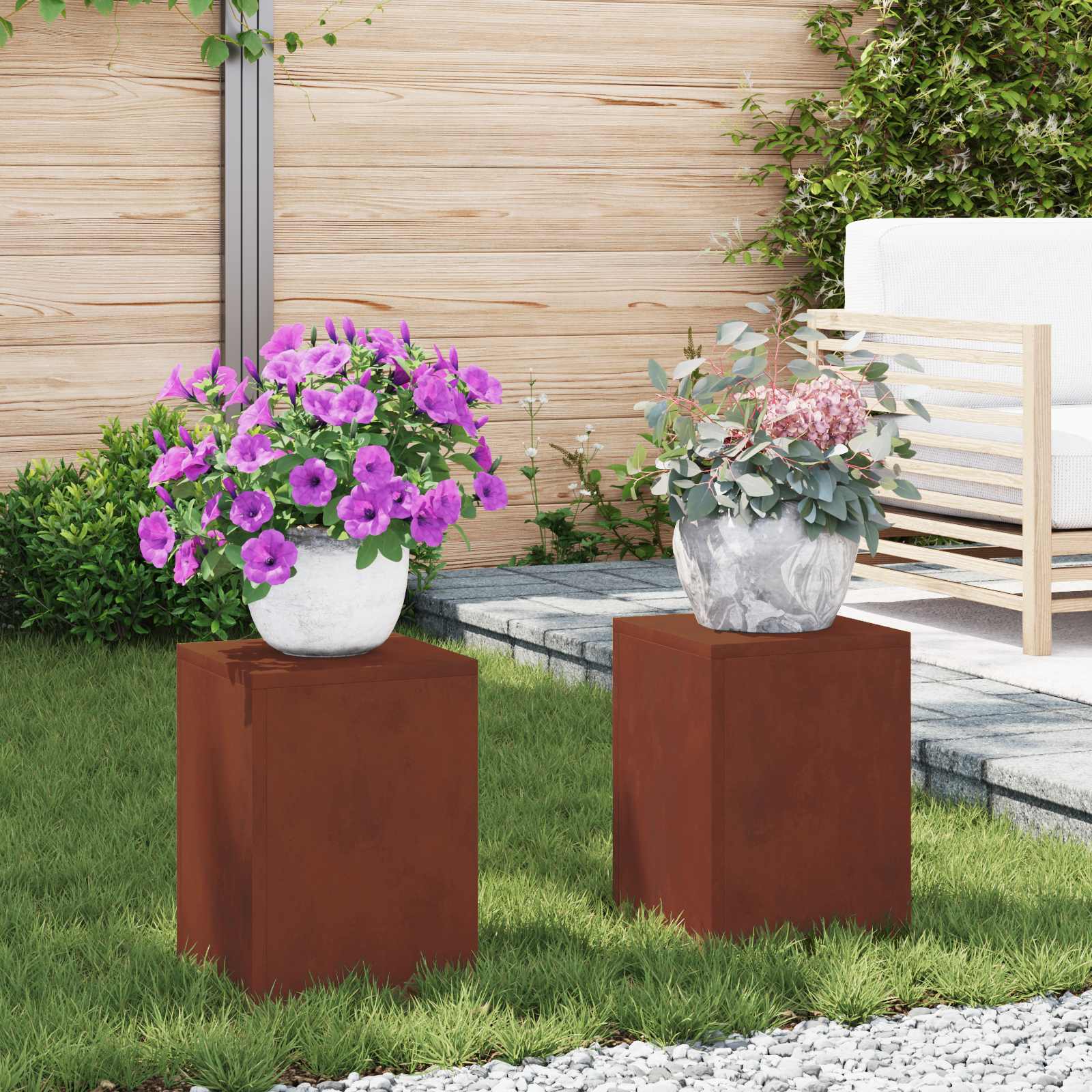 Pflanzenständer 2 pcs Rostig 24 x 24 x 35 cm Wetterfeststahl