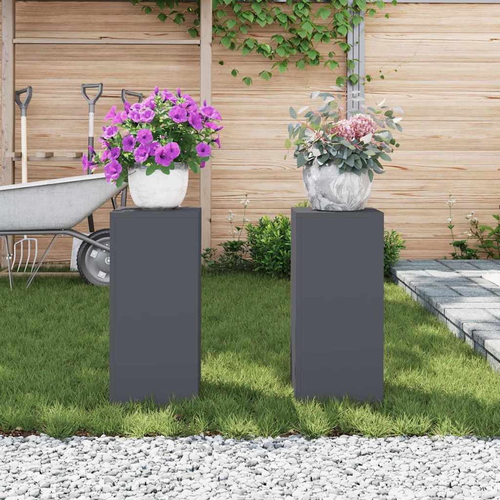 Pflanzenständer 2 pcs Anthrazit 24 x 24 x 55 cm Stahl