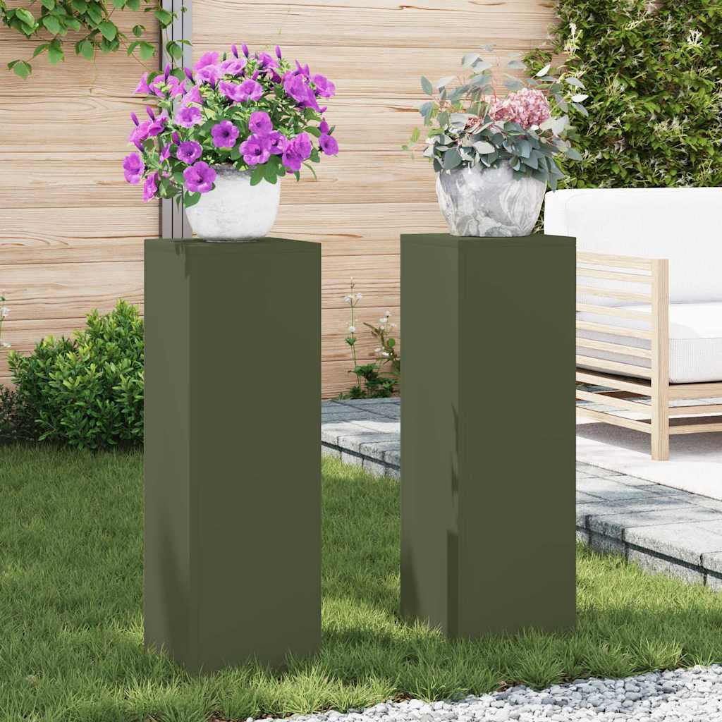 Pflanzenständer 2 pcs Olivgrün 24 x 24 x 75 cm Stahl