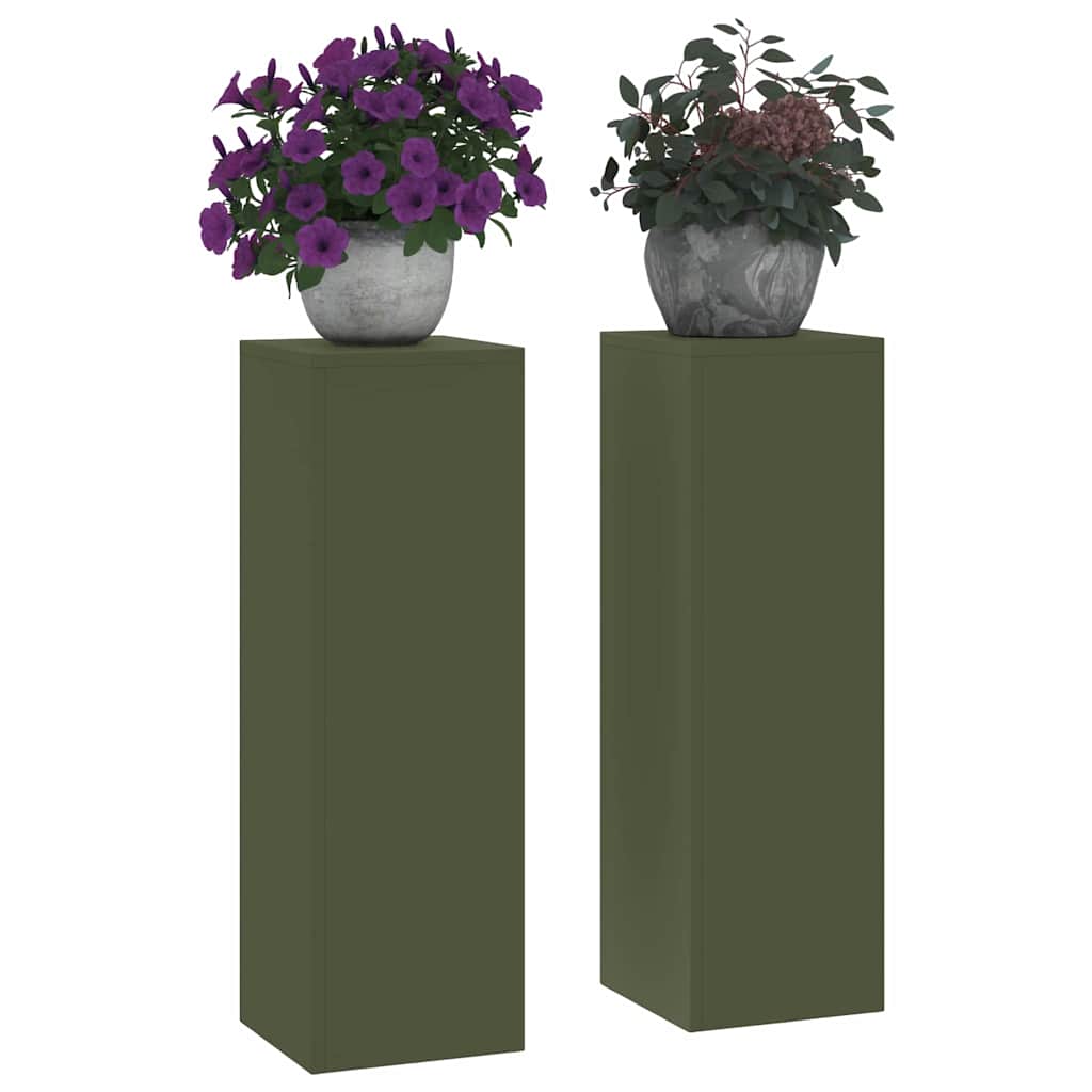 Pflanzenständer 2 pcs Olivgrün 24 x 24 x 75 cm Stahl