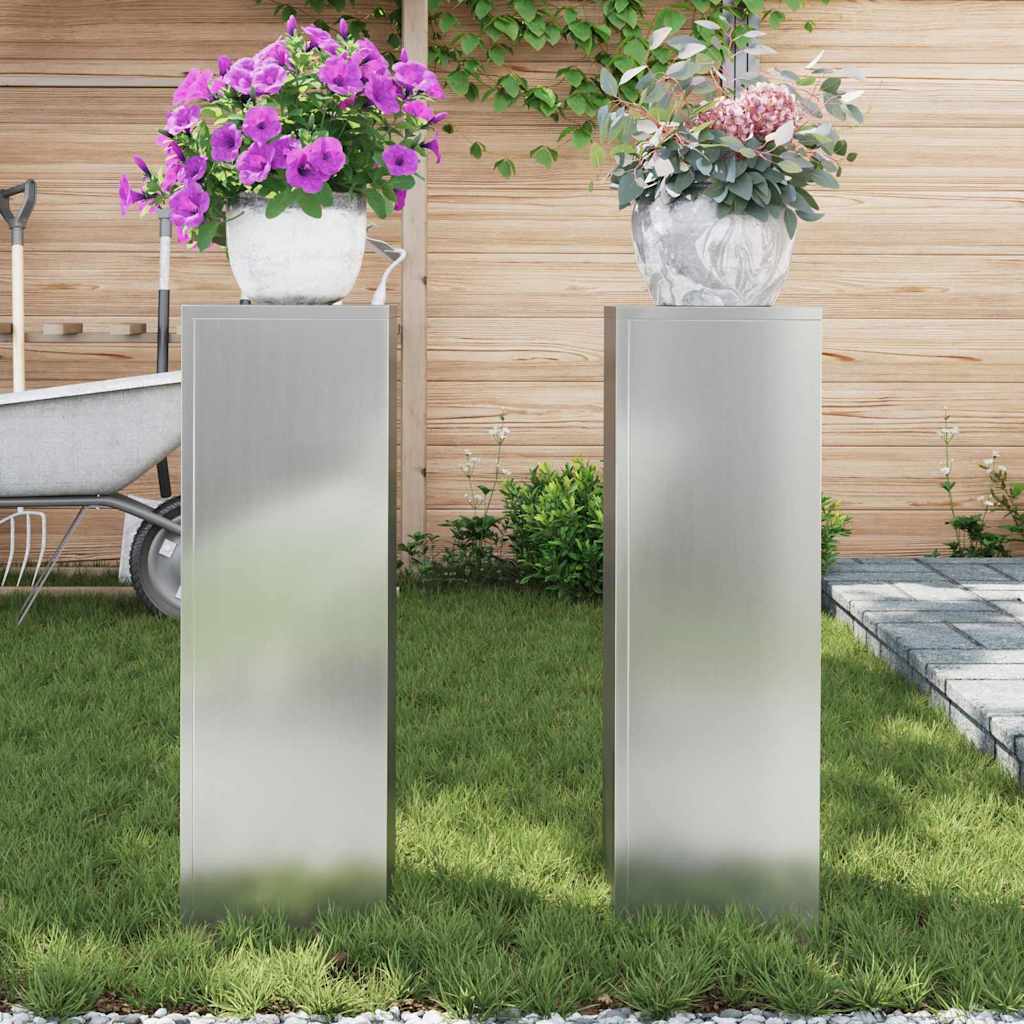 Pflanzenständer 2 pcs Silber 24 x 24 x 75 cm Verzinkter Stahl