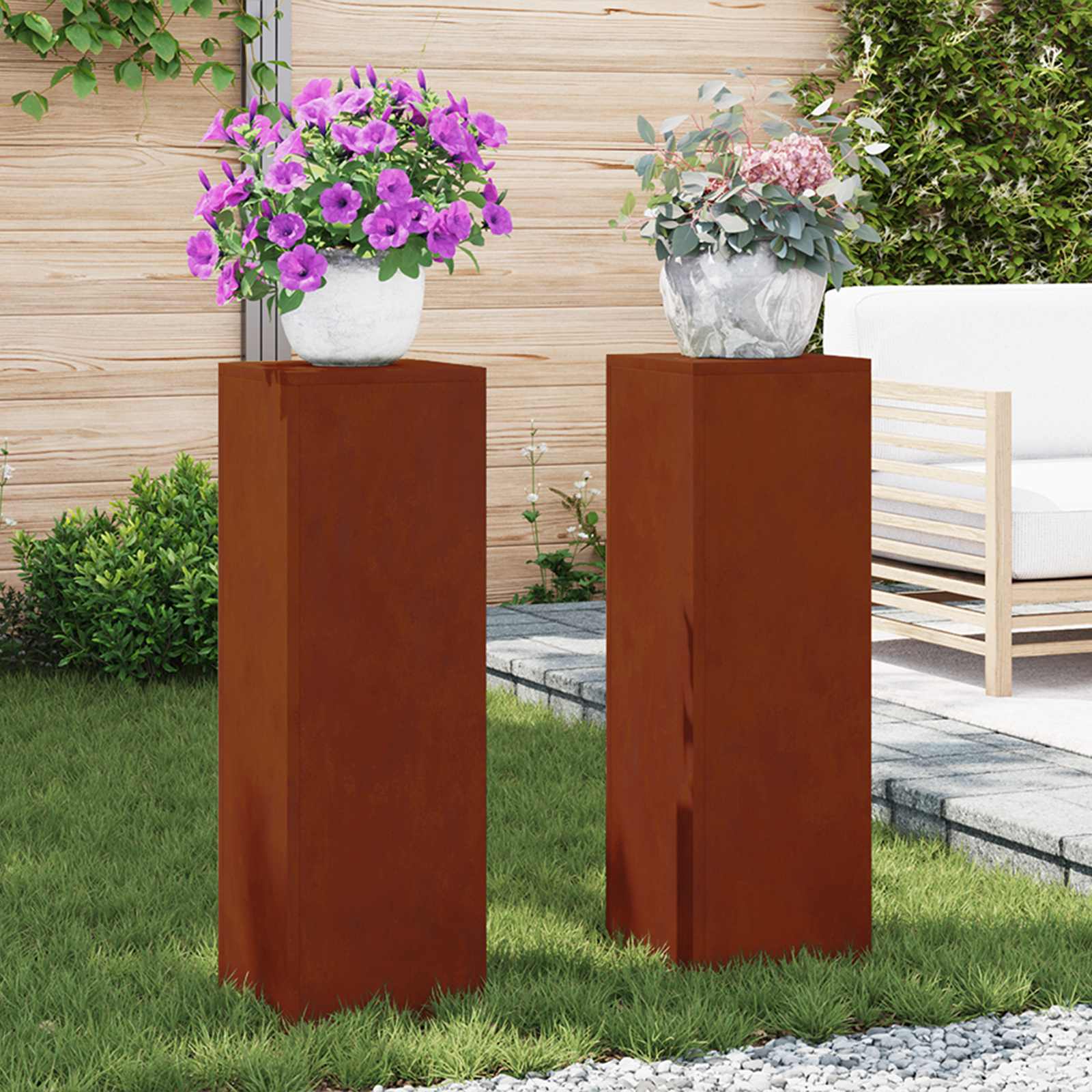 Pflanzenständer 2 pcs Rostig 24 x 24 x 75 cm Wetterfeststahl