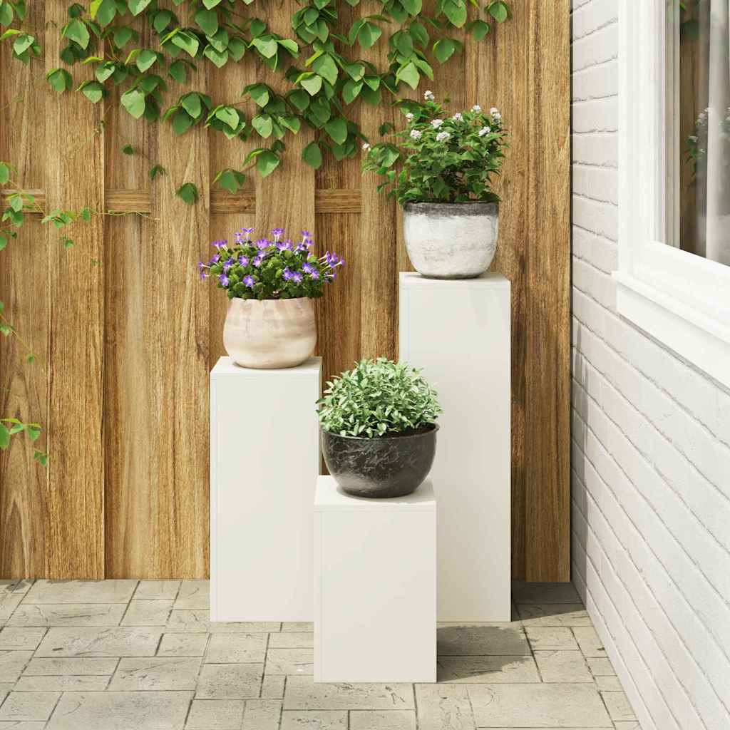 Pflanzenständer 3 pcs Weiß Stahl