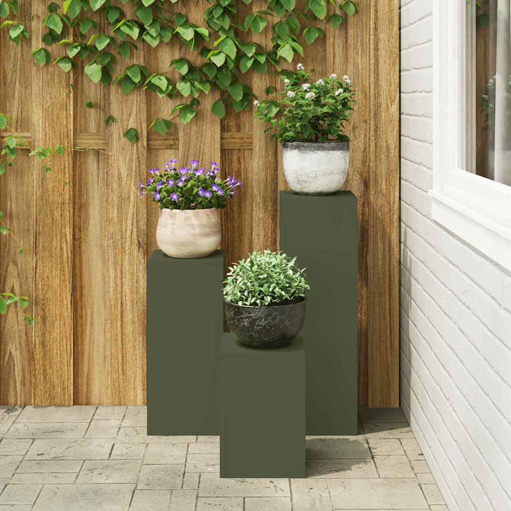Pflanzenständer 3 pcs Olivgrün Stahl