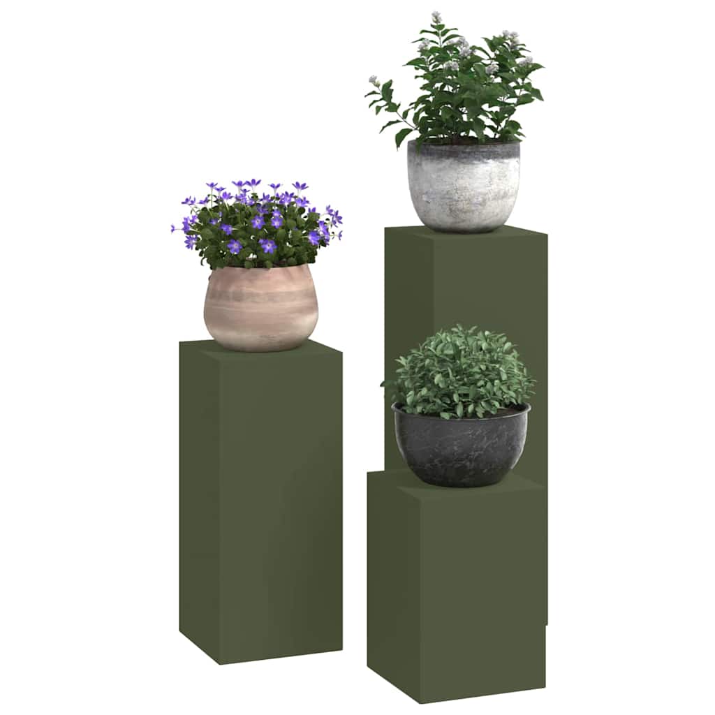Pflanzenständer 3 pcs Olivgrün Stahl