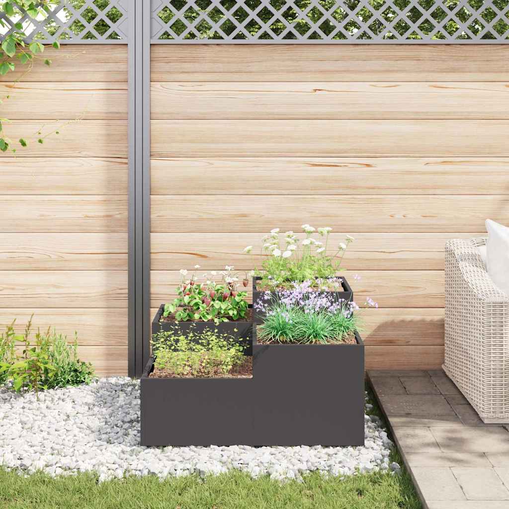 Gartenblumentopf Schwarz 80 x 80 x 48 cm Stahl