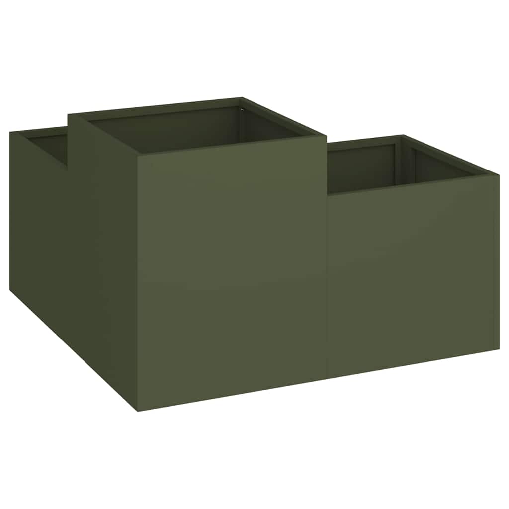 Gartenblumentopf Olivgrün 80 x 80 x 48 cm Stahl