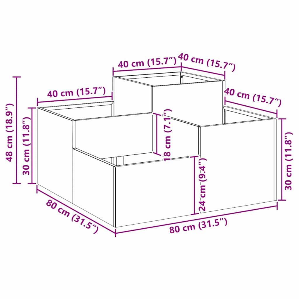 Gartenblumentopf Silber 80 x 80 x 48 cm Edelstahl