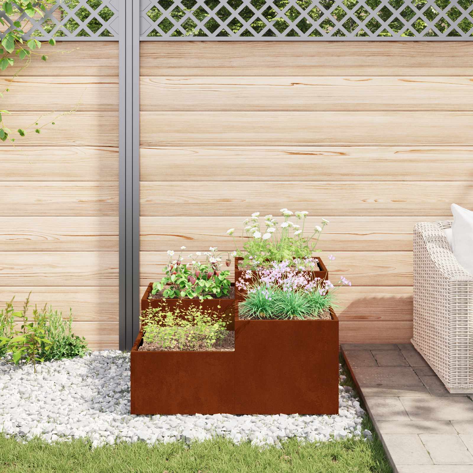 Gartenblumentopf Rostig 80 x 80 x 48 cm Wetterfeststahl