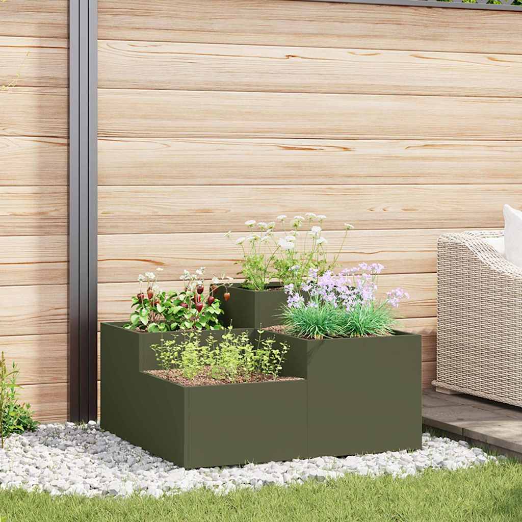 Gartenblumentopf Olivgrün 100 x 100 x 48 cm Stahl