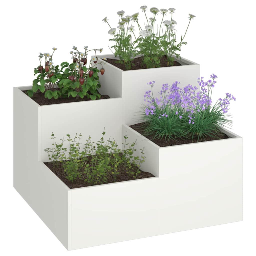 Gartenblumentopf Weiß 80 x 80 x 60 cm Stahl