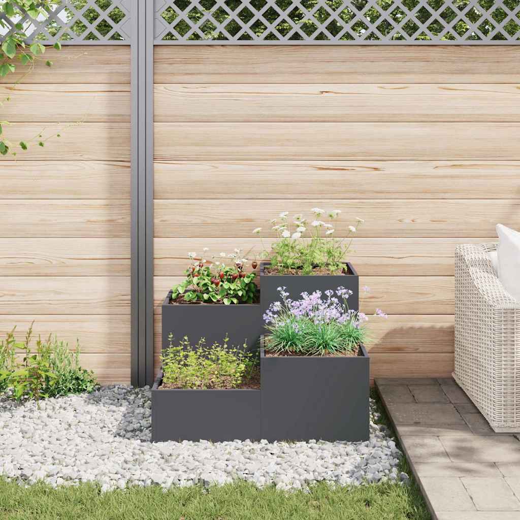 Gartenblumentopf Anthrazit 80 x 80 x 60 cm Stahl