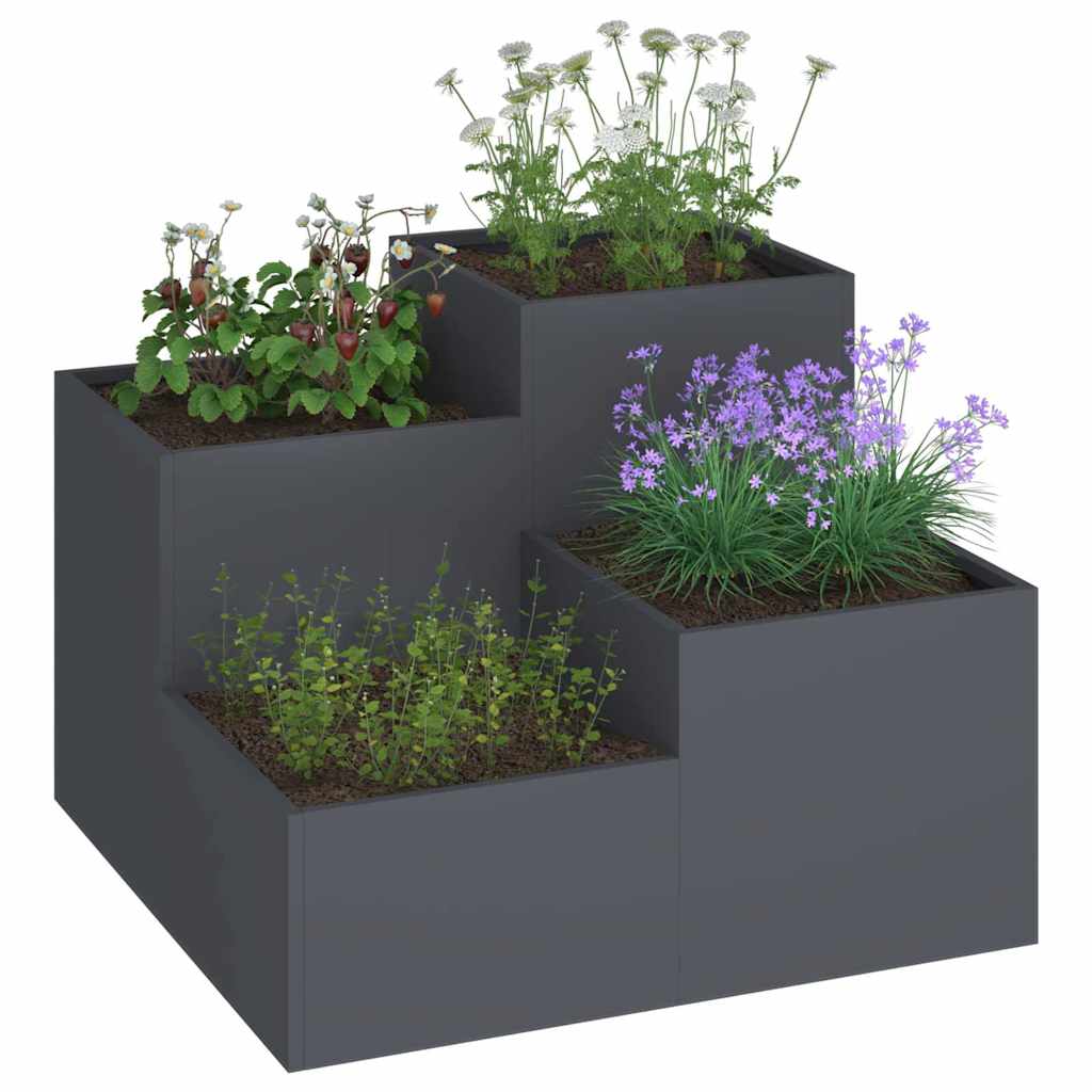 Gartenblumentopf Anthrazit 80 x 80 x 60 cm Stahl