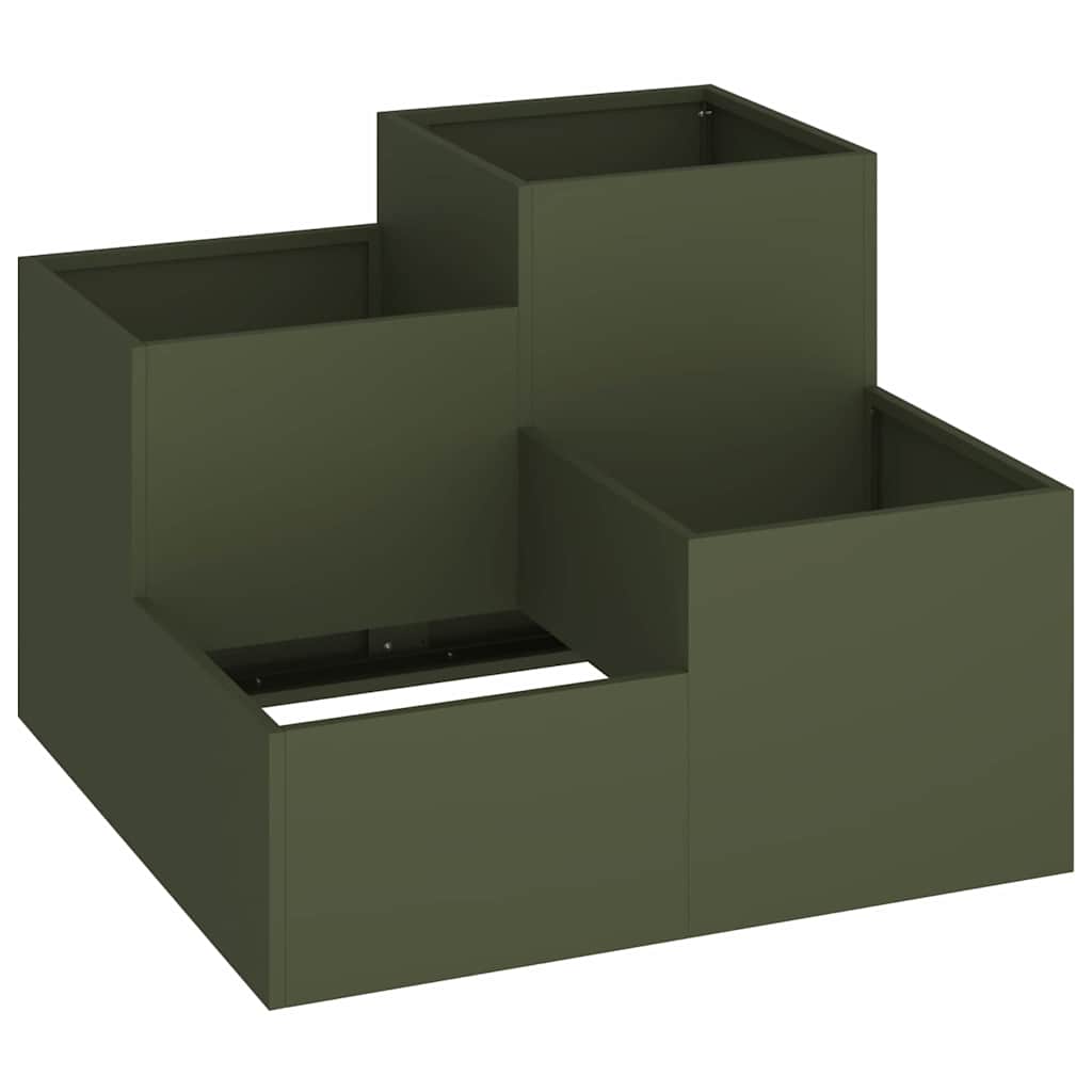 Gartenblumentopf Olivgrün 80 x 80 x 60 cm Stahl