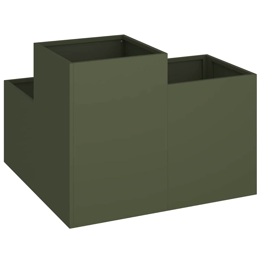 Gartenblumentopf Olivgrün 80 x 80 x 60 cm Stahl