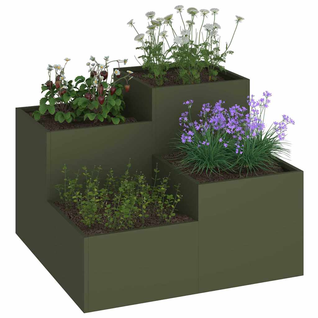 Gartenblumentopf Olivgrün 80 x 80 x 60 cm Stahl