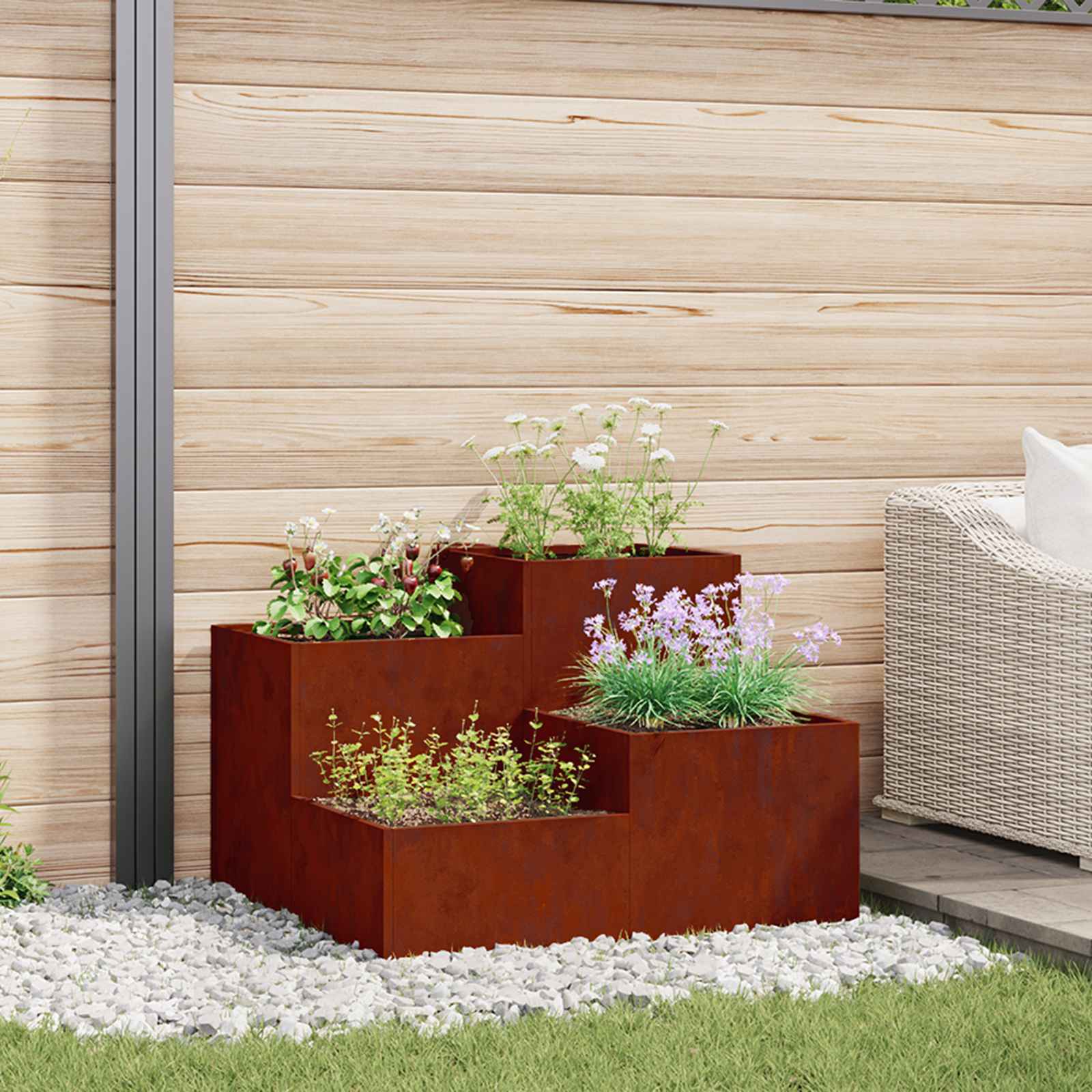 Gartenblumentopf Rostig 80 x 80 x 60 cm Wetterfeststahl