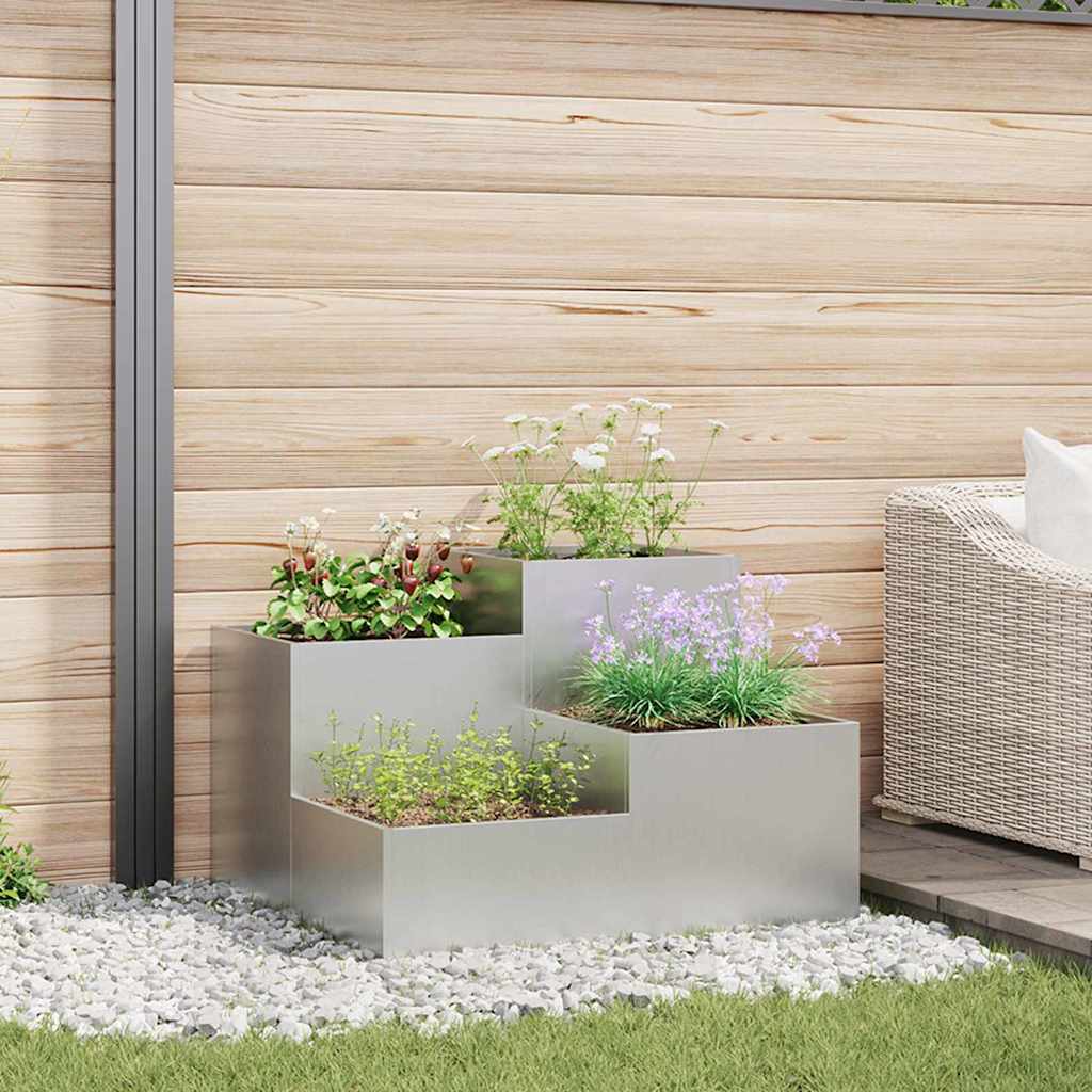 Gartenblumentopf Silber 100 x 100 x 60 cm Verzinkter Stahl