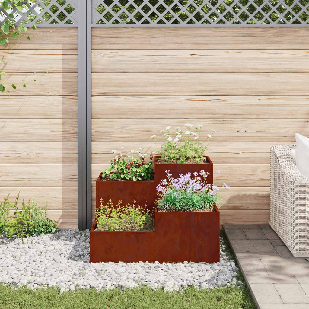 Gartenblumentopf Rostig 100 x 100 x 60 cm Wetterfeststahl