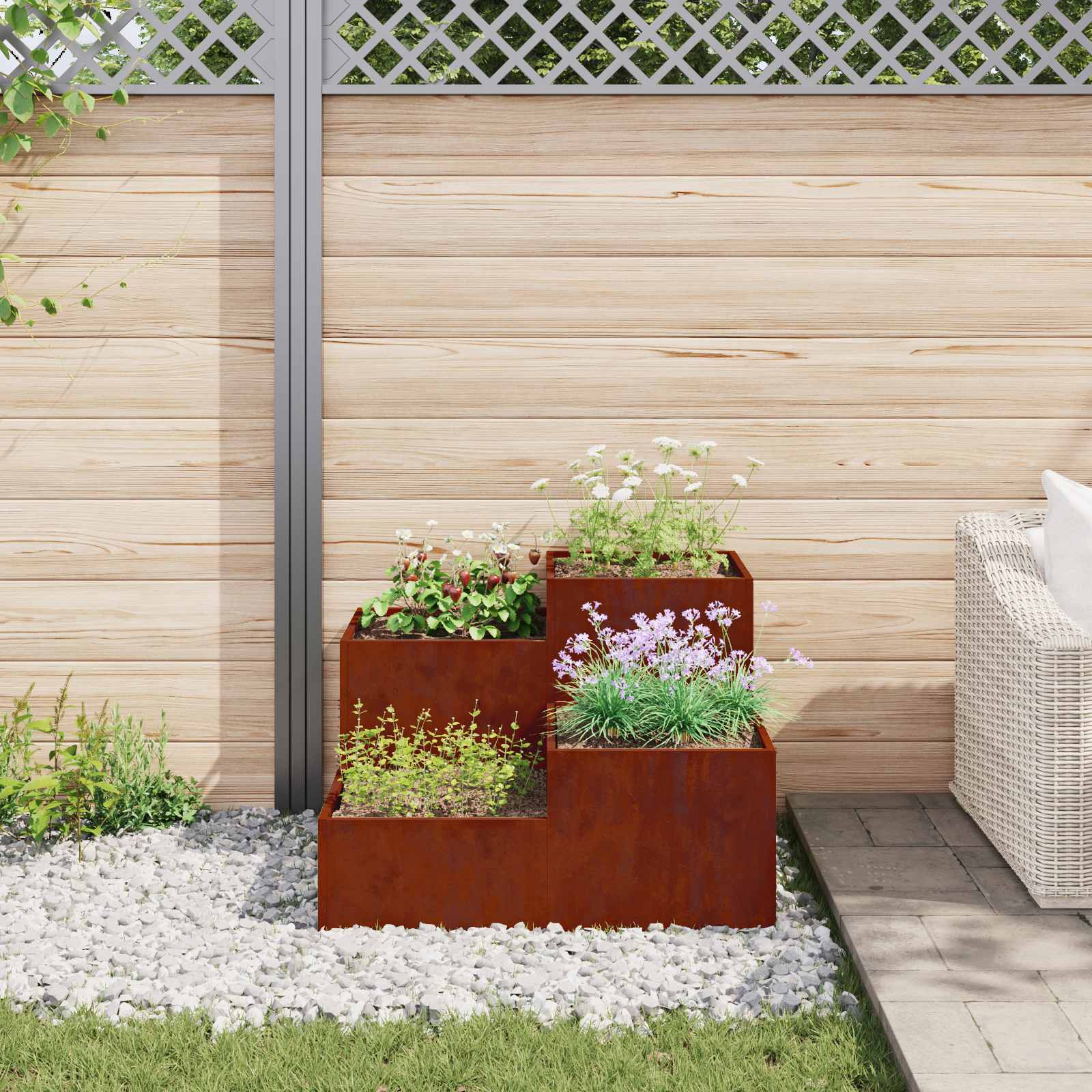 Gartenblumentopf Rostig 100 x 100 x 60 cm Wetterfeststahl