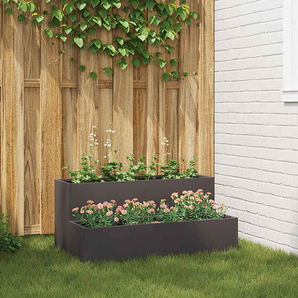 Garten-Pflanzgefäß Schwarz 100 x 60 x 45 cm Kaltgewalzter Stahl