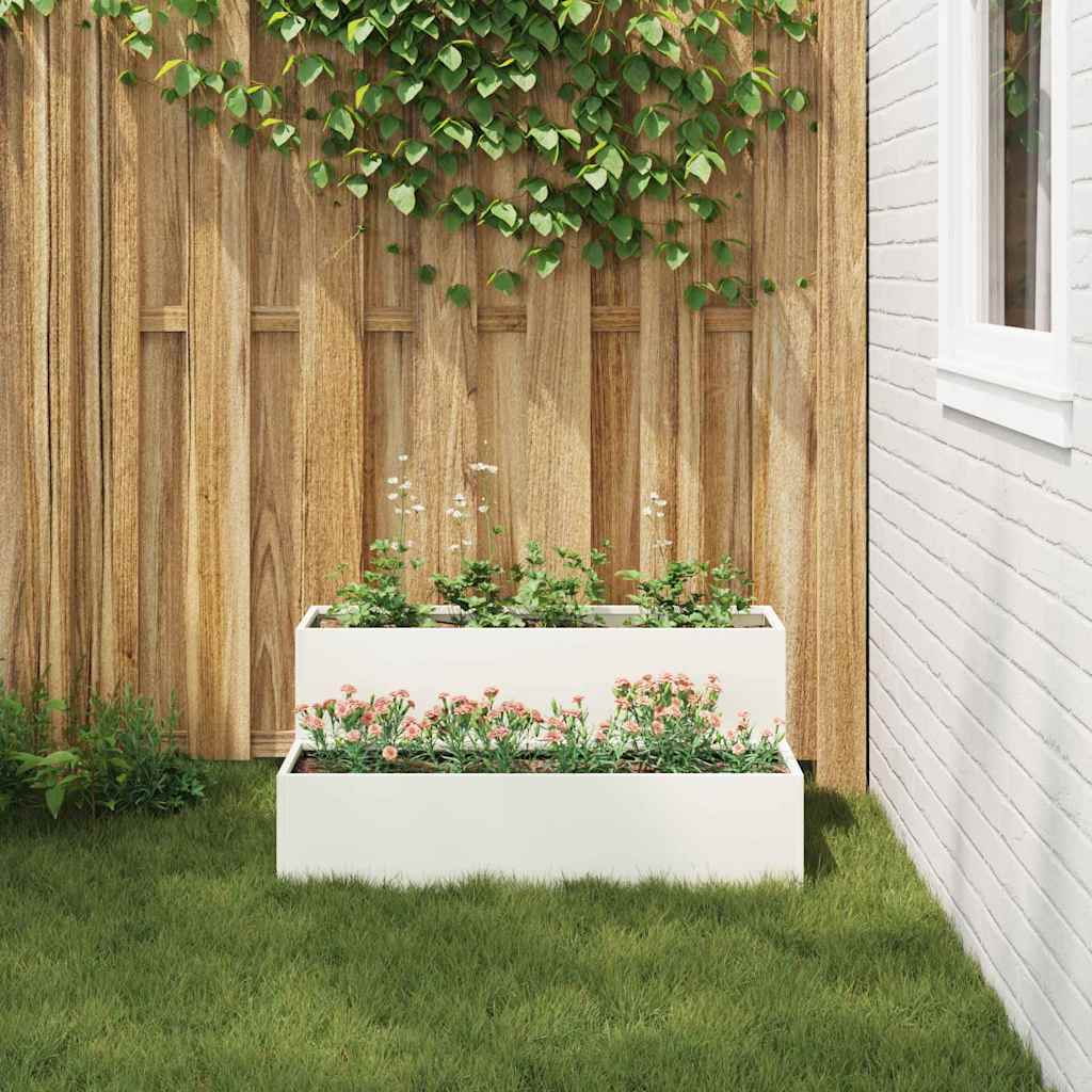 Garten-Pflanzgefäß Weiß 100 x 60 x 45 cm Kaltgewalzter Stahl