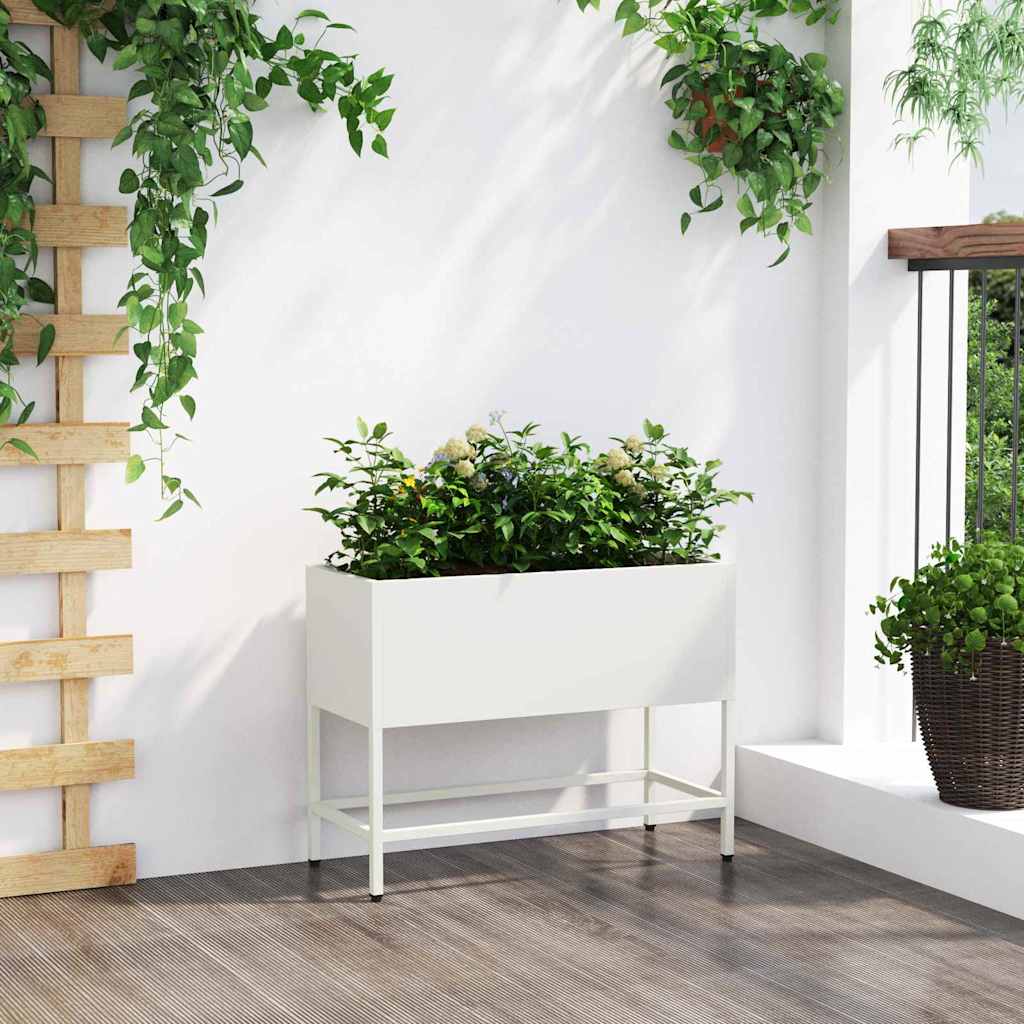 Hochbeet Gartenpflanzer Weiß 60 x 26 x 48 cm Stahl