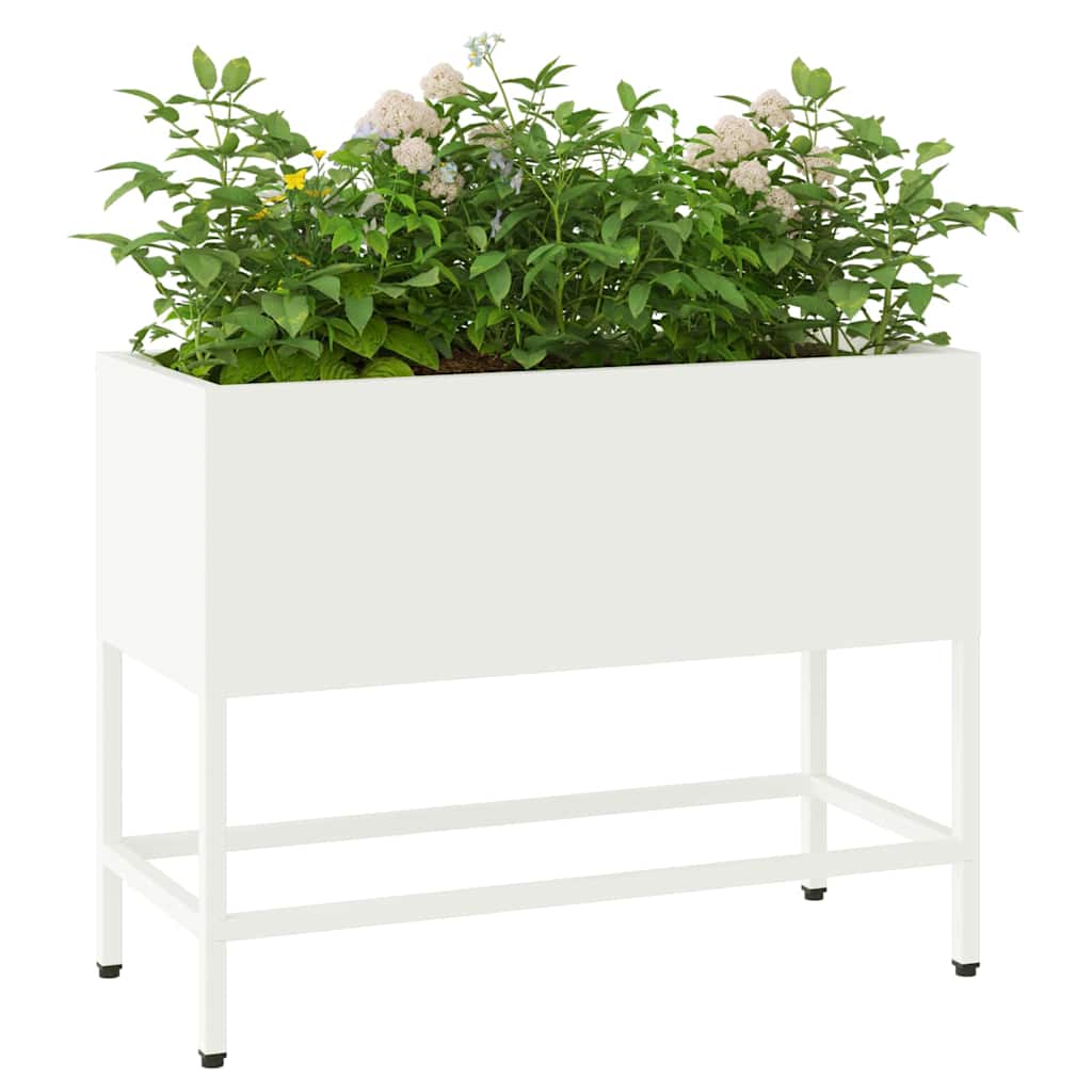 Hochbeet Gartenpflanzer Weiß 60 x 26 x 48 cm Stahl