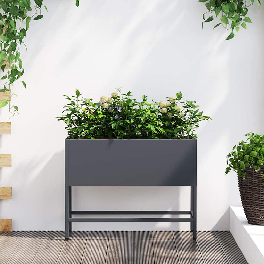 Hochbeet Gartenpflanzer Anthrazit 60 x 26 x 45 cm Stahl