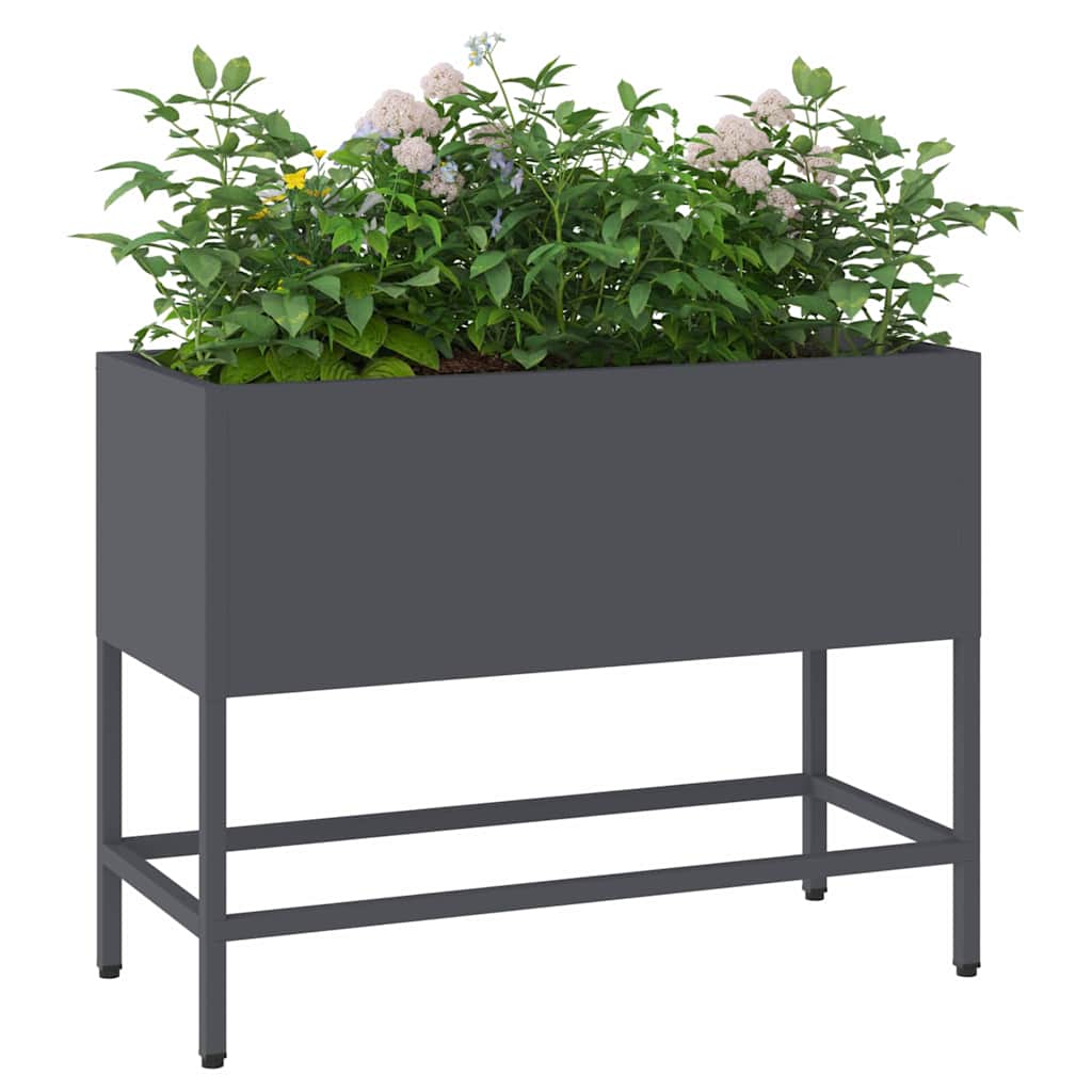 Hochbeet Gartenpflanzer Anthrazit 60 x 26 x 45 cm Stahl