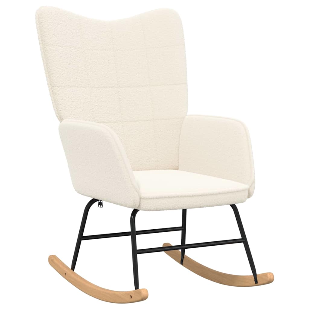 Schaukelstuhl Creme Sherpa-Stoff