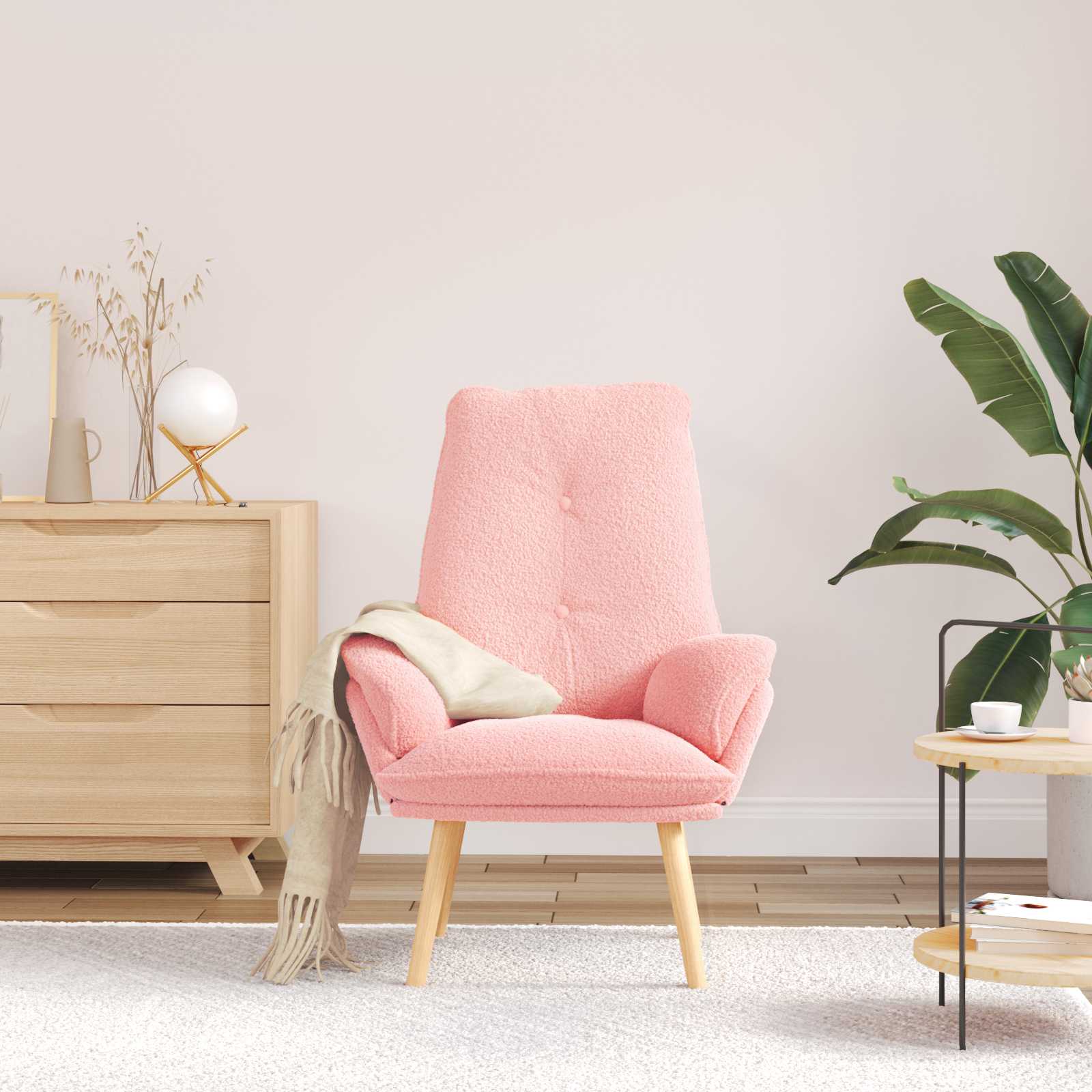 Sessel Rosa 69 x 74 x 93 cm Sherpa-Stoff