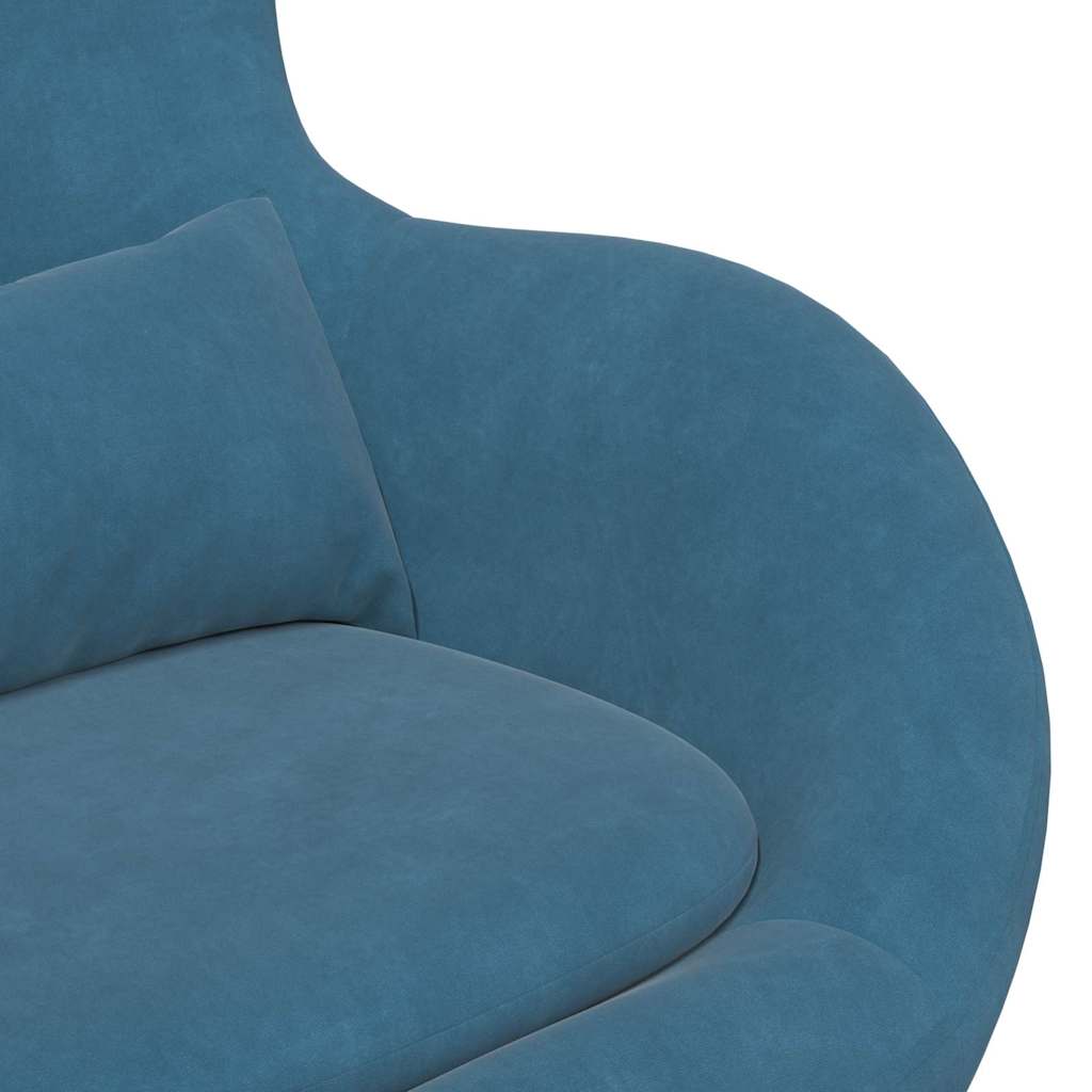 Eierstuhl mit Fußhocker with Footstool Blau Samt