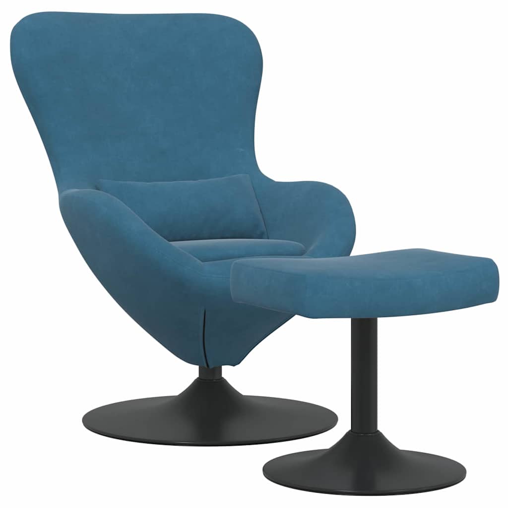 Eierstuhl mit Fußhocker with Footstool Blau Samt