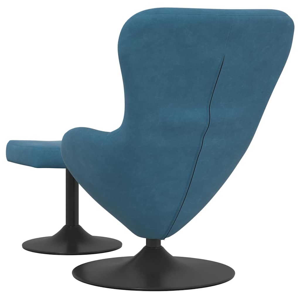 Eierstuhl mit Fußhocker with Footstool Blau Samt