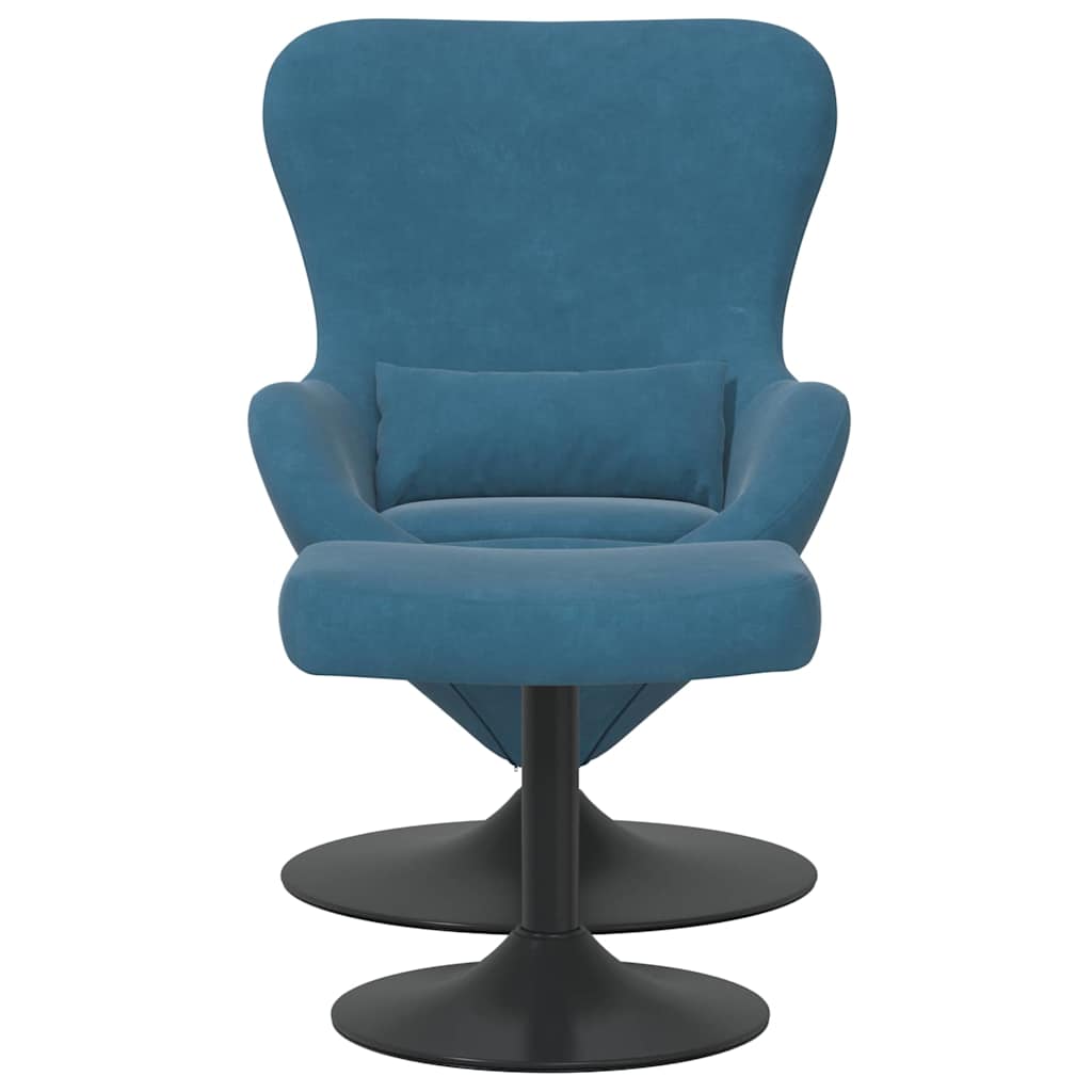 Eierstuhl mit Fußhocker with Footstool Blau Samt