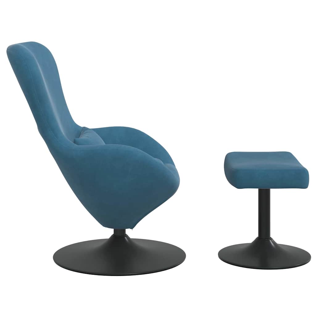 Eierstuhl mit Fußhocker with Footstool Blau Samt