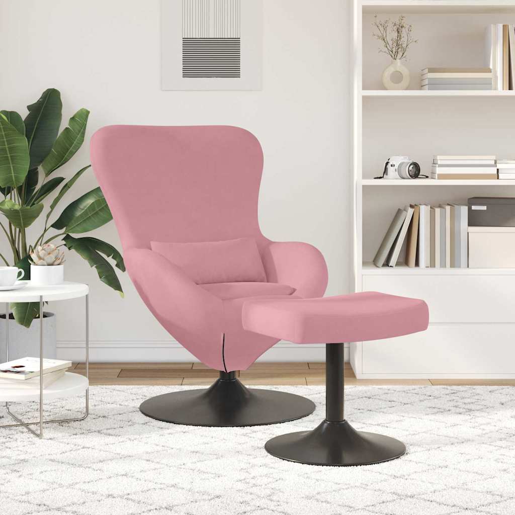 Eierstuhl mit Fußhocker Rosa Samt