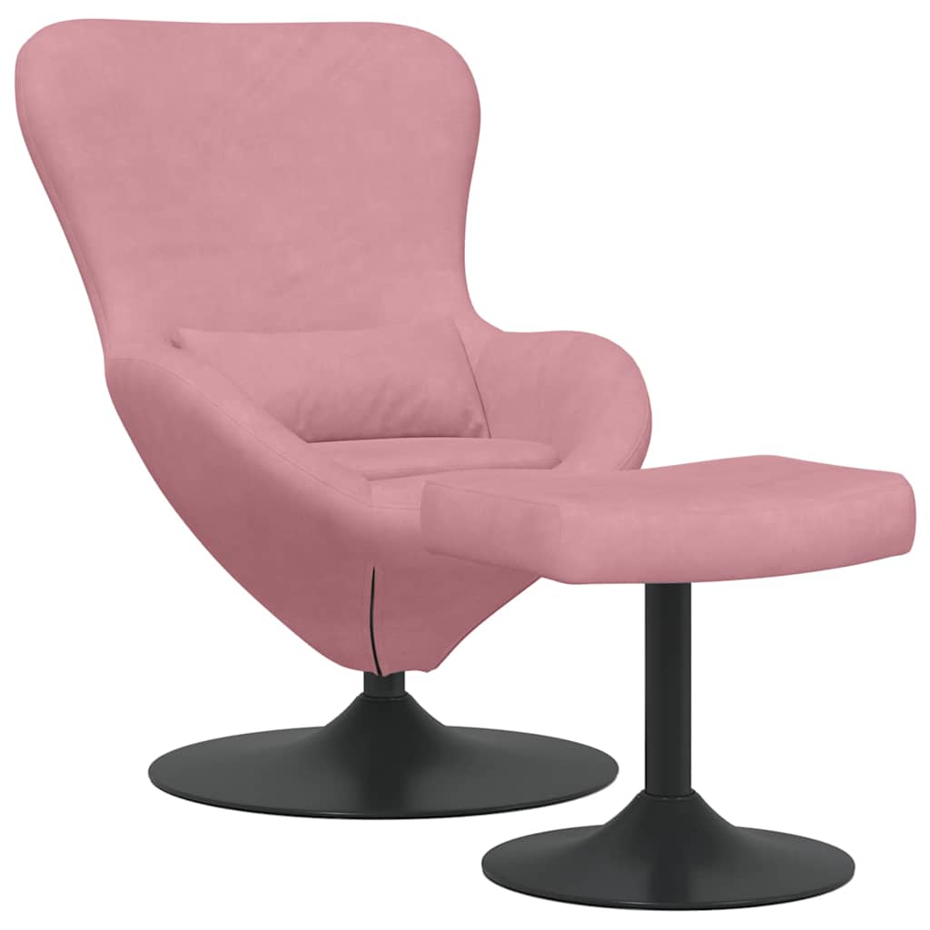 Eierstuhl mit Fußhocker Rosa Samt