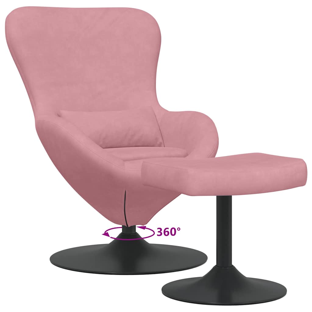 Eierstuhl mit Fußhocker Rosa Samt